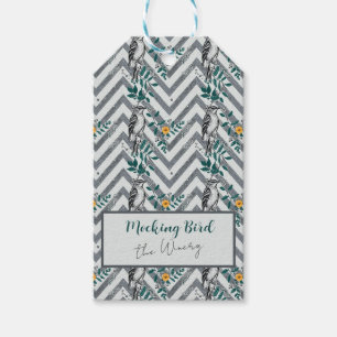 Étiquettes-cadeau Zigzag Bird % Motif de fleurs