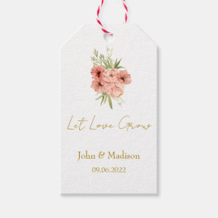 Étiquettes-cadeau Zinnia   Graine de mariage pour laisser l'amour gr