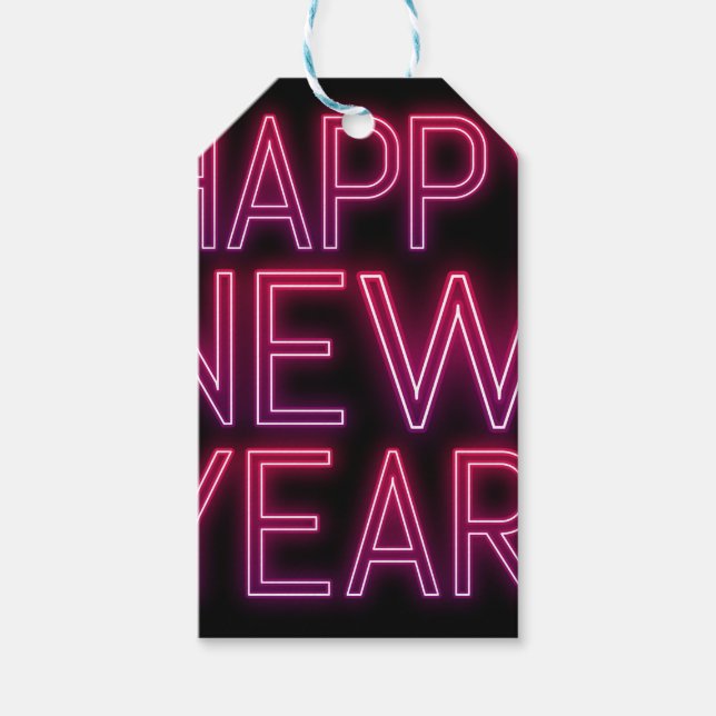 Étiquettes-cadeau Zoom dans Purple Gradient Nouvel An (Devant)