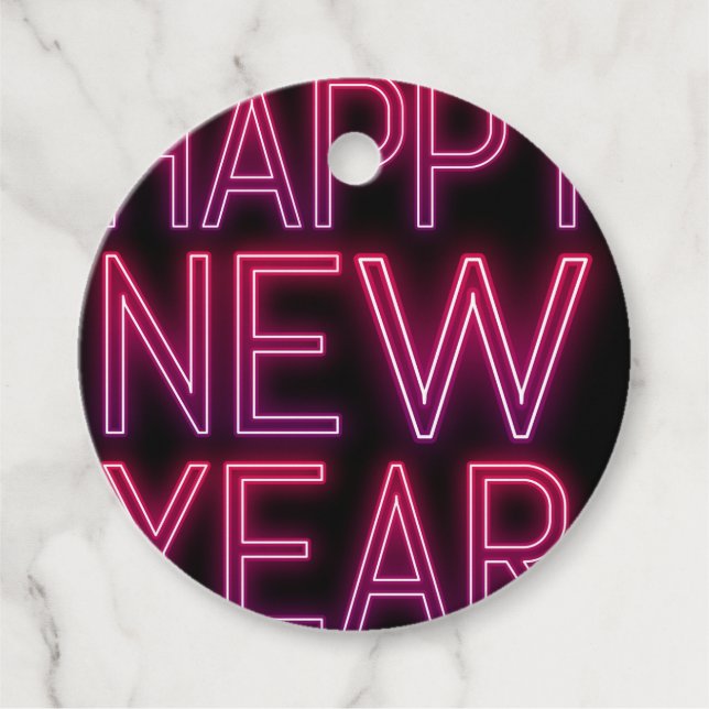 Étiquettes Cadeau Zoom dans Purple Gradient Nouvel An (Devant)