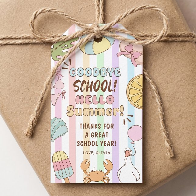 Étiquettes Cadeaux Adieu École Bonjour Rayures d'É (Créateur téléchargé)