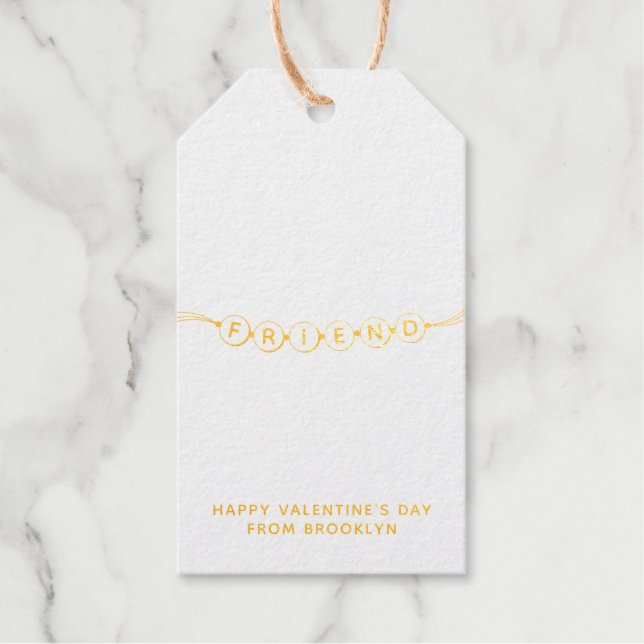 Étiquettes Cadeaux Ami mignon bracelet d'amitié Saint Valentin (Recto)