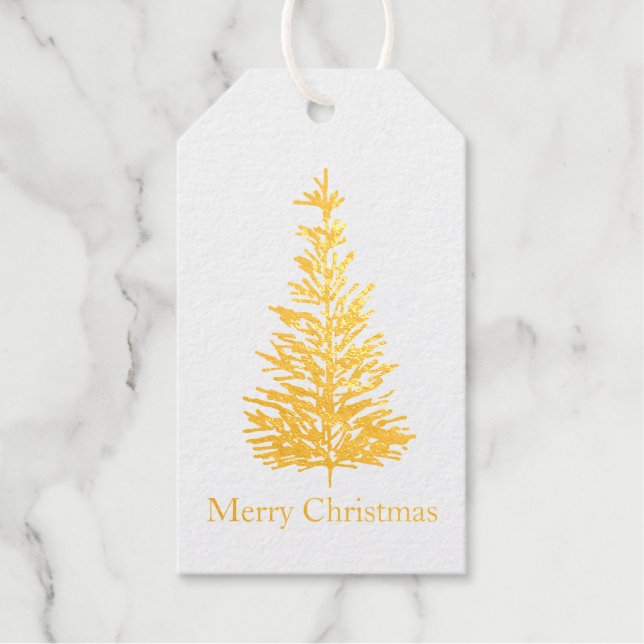 Étiquettes Cadeaux Arbre à pin argenté (Recto)