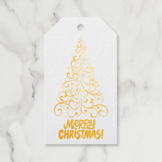 Étiquettes Cadeaux Arbre de Noël | Joyeux Noël | personnalisable (Recto)