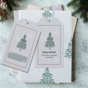 Étiquettes Cadeaux Arbre Persistant Gris-Bleu – Se