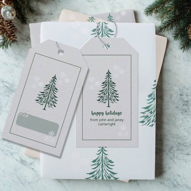 Étiquettes Cadeaux Arbre Persistant Gris-Bleu – Se (Créateur téléchargé)