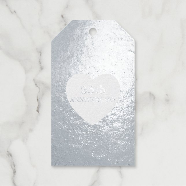 Étiquettes Cadeaux Argent du 25e anniversaire (Recto)