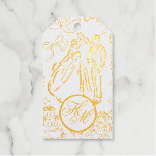 Étiquettes Cadeaux Art Mariage Dessin à main classique Lavande