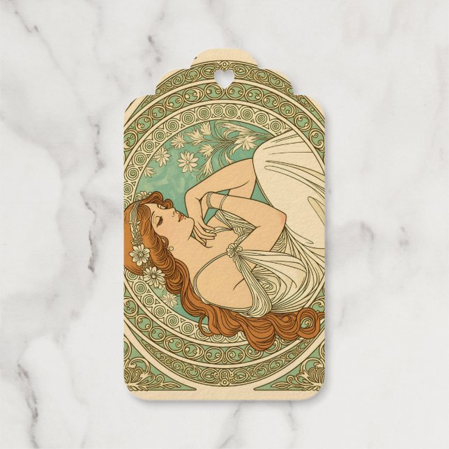 Étiquettes Cadeaux Art nouveau romantic illustration white flowers (Verso)