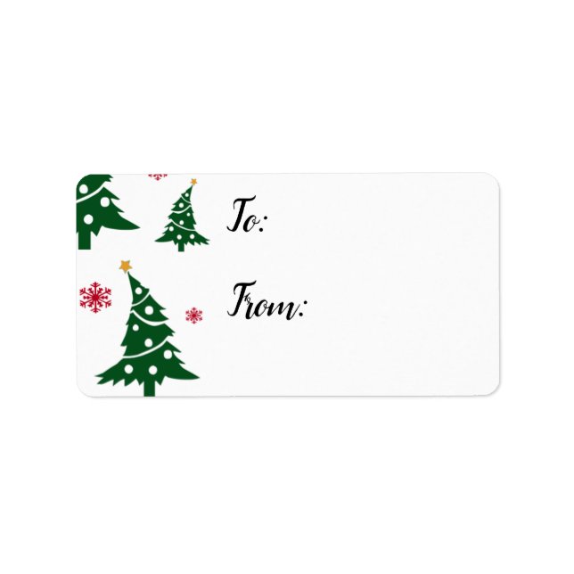 Étiquettes Cadeaux avec des Arbres de Noël Verts D (Devant)