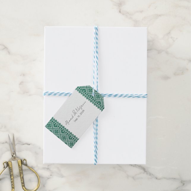 Étiquettes Cadeaux avec Impression Tatreez Palesti (With Twine)