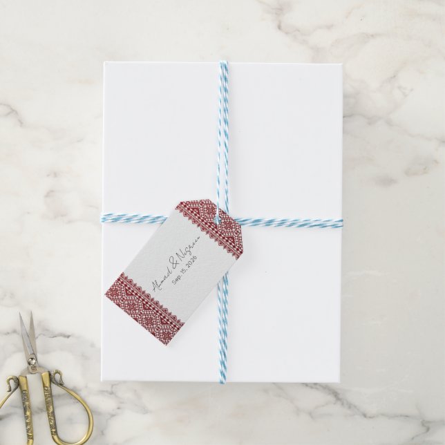 Étiquettes Cadeaux avec Impression Tatreez Palesti (With Twine)