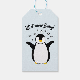 Étiquettes cadeaux avec mignon bébé pingouin