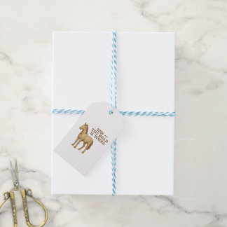 Étiquettes cadeaux avec texte motivant et cheval