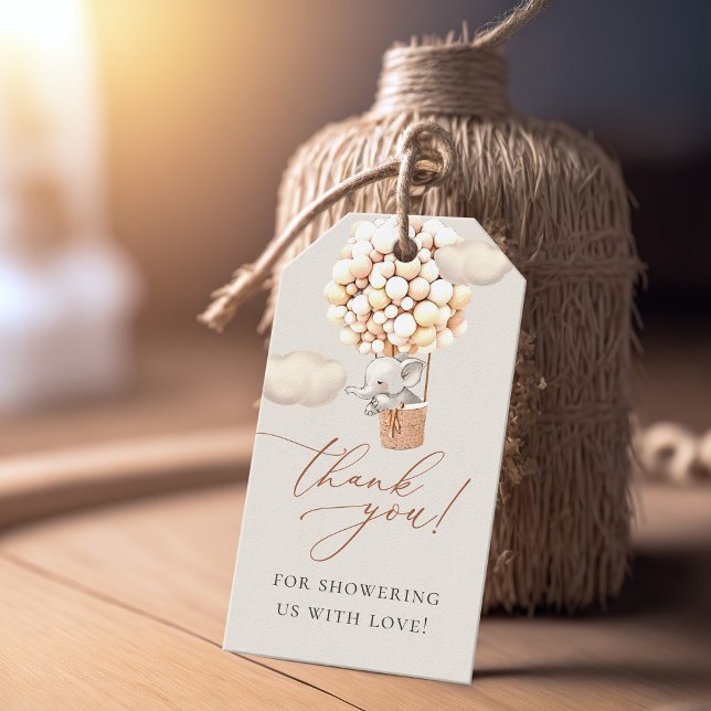 Étiquettes cadeaux Baby shower Elephant (Créateur téléchargé)