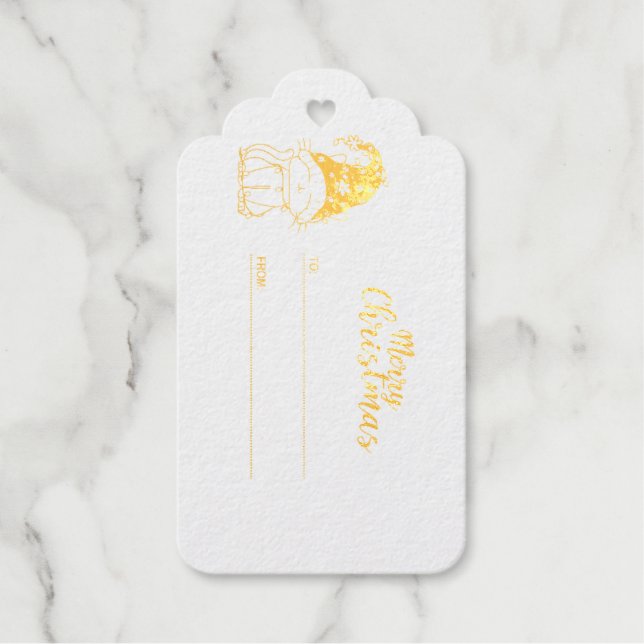 Étiquettes Cadeaux Balise cadeau de chat de Noël (Recto)