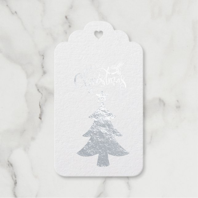 Étiquettes Cadeaux Balises cadeaux Arbre de Noël Arbre d'argent (Recto)