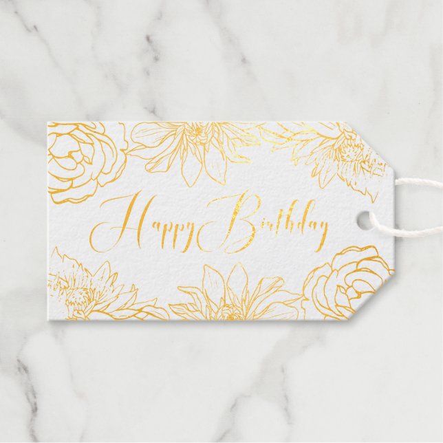 Étiquettes Cadeaux Balises cadeaux Birthday Gold Foil (Recto (horizontal))