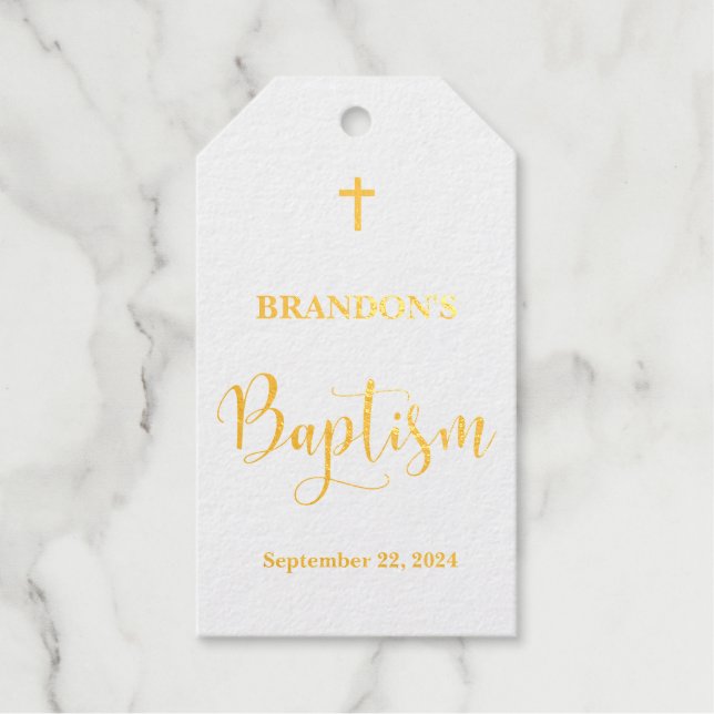 Étiquettes Cadeaux Baptême d'or (Recto)