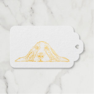 Étiquettes Cadeaux basset hound noir blanc yeux de chiot simple
