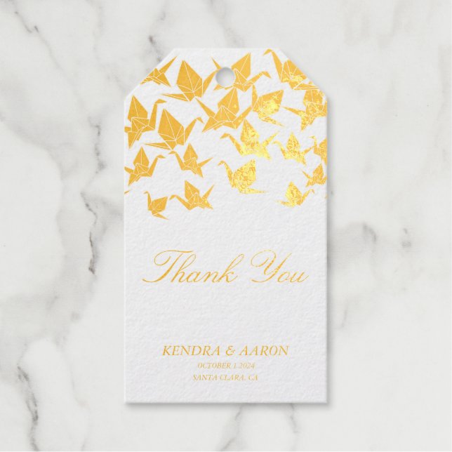 Étiquettes Cadeaux Beau Merci de grue en papier Origami (Recto)