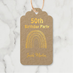 Étiquettes Cadeaux Boho Rainbow Custom Anniversaire Foil Invitation
