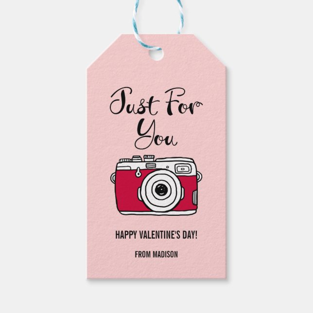 Étiquettes cadeaux Camera Valentine. Nous avons cl (Devant)