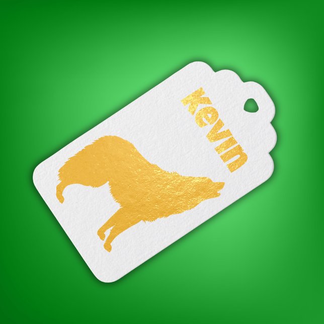 Étiquettes Cadeaux Camo vert moderne noir Wolf Silhouette Monogramme  (Créateur téléchargé)