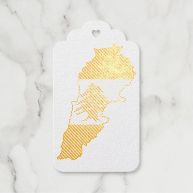 Étiquettes Cadeaux Carte du Liban avec drapeau (Recto)