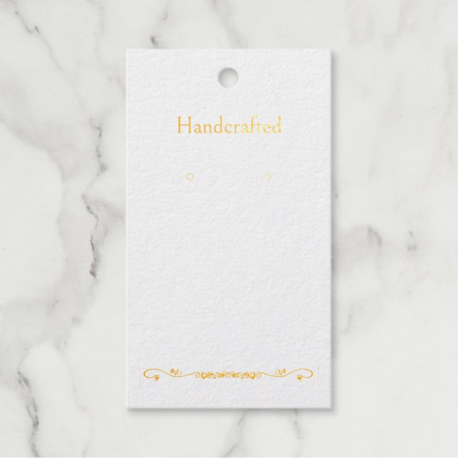 Étiquettes Cadeaux Cartes d'affichage de l'oreille au Spray Floral Or (Recto)