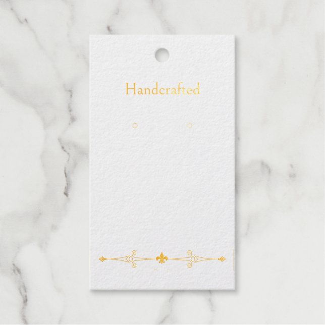 Étiquettes Cadeaux Cartes d'affichage personnalisées Gold Fleur de Li (Recto)