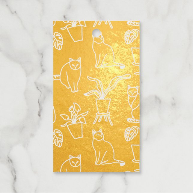 Étiquettes Cadeaux Chats blancs en noir (Recto)