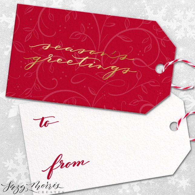 Étiquettes cadeaux Chic Holiday Red et Gold (Créateur téléchargé)