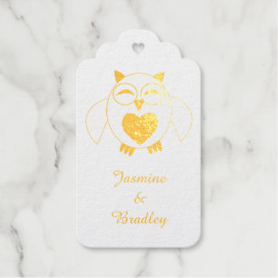 Étiquettes Cadeaux Chouette Coeur Rose Amour Personnalisé Mariage Fav