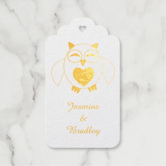 Étiquettes Cadeaux Chouette Coeur Rose Amour Personnalisé Mariage Fav (Recto)