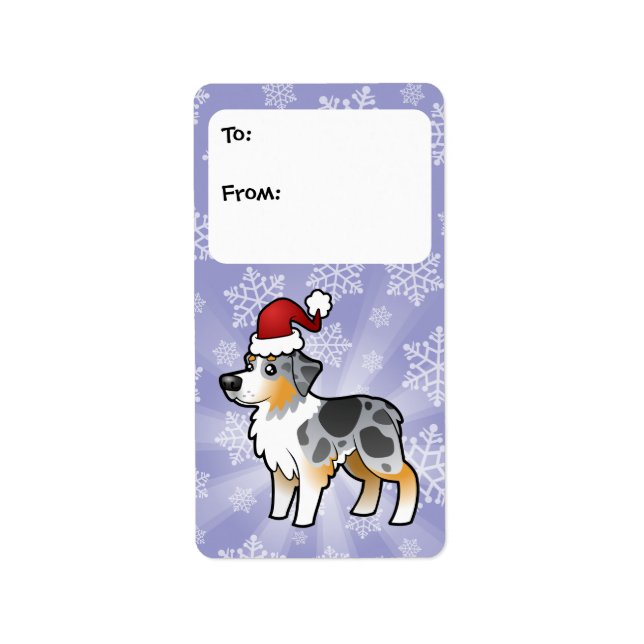 Étiquettes cadeaux Christmas Australian Shepherd (Devant)