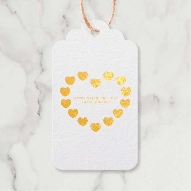 Étiquettes Cadeaux Coeurs or mignonne coutume moderne Saint Valentin (Recto)