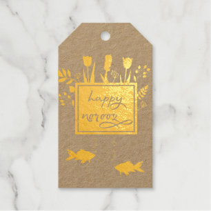 Étiquettes Cadeaux Colorful Moderne Bonne Norooz Lettres Fleurs de Po