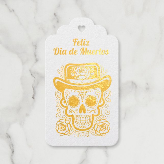 Étiquettes Cadeaux Crâne à sucre 💀 Día de Muertos (Recto)