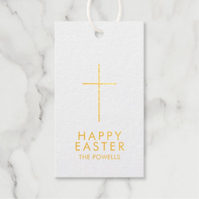 Étiquettes Cadeaux Croix de Pâques personnalisée (Recto)