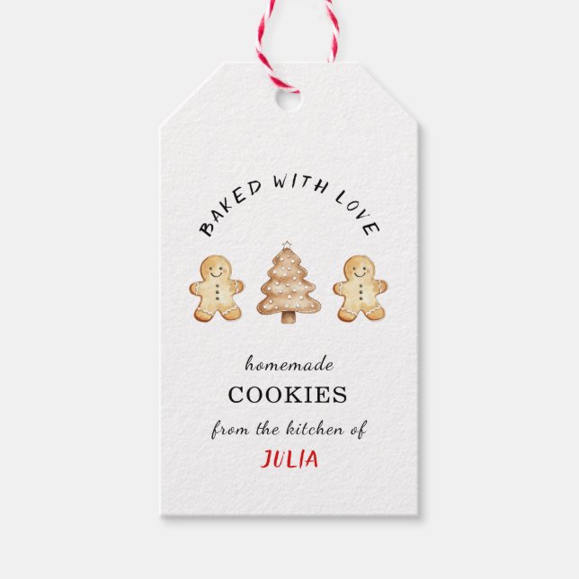 Étiquettes Cadeaux 'Cuits avec Amour' Biscuit en P (Devant)