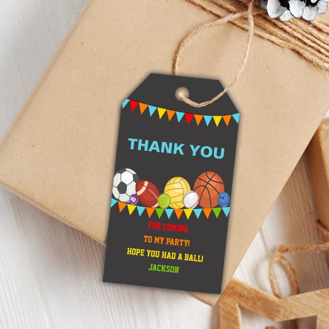 Étiquettes cadeaux d'anniversaire de sport (Sports Birthday Gift Tags)