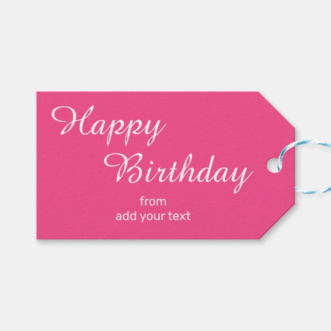 Étiquettes cadeaux d'anniversaire Hot Rose (Devant (Horizontal))