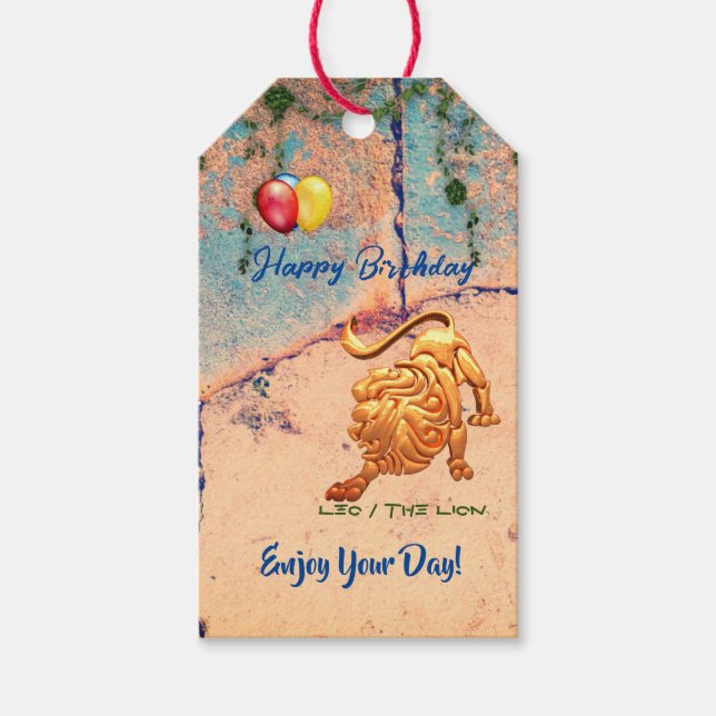 Étiquettes cadeaux d'anniversaire Leo (Devant)