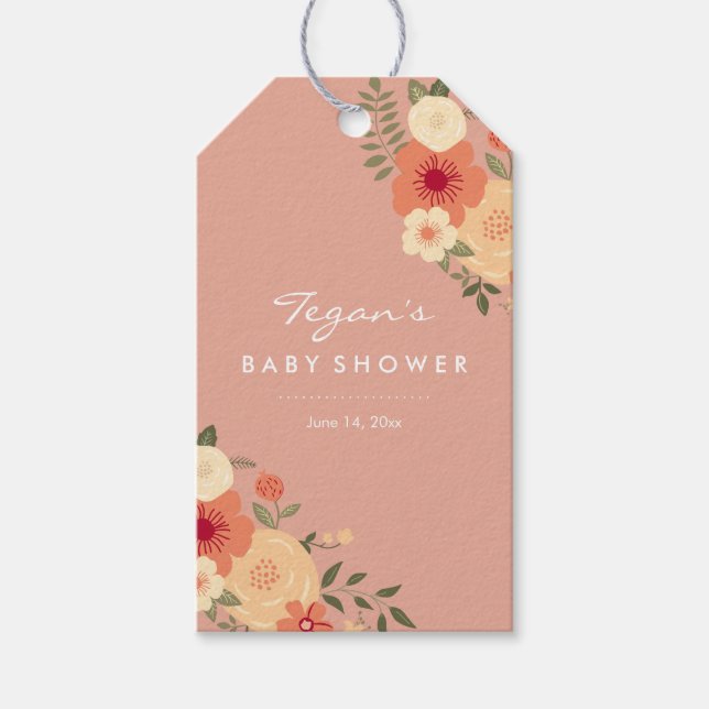 Étiquettes cadeaux de Baby shower Floral Peach Mod (Devant)