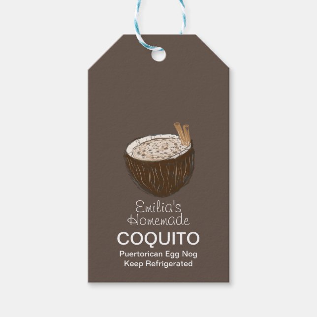 Étiquettes Cadeaux de Boisson Coquito au Coco et a (Devant)
