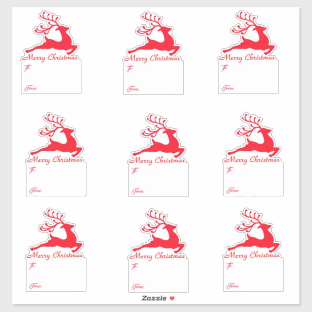 Étiquettes cadeaux de cerfs rouges (Feuille)
