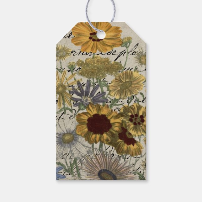 Étiquettes Cadeaux de Fleurs Sauvages, Botaniques  (Devant)