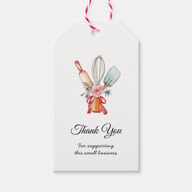 Étiquettes cadeaux de Merci des ustensiles de cuis (Devant)