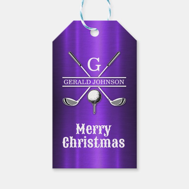 Étiquettes Cadeaux de Monogramme de Golf Minimalis (Devant)